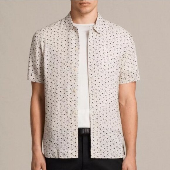 AllSaints New Romantic 100% Viscose Lightweight Short Sleeve Button Up Shirt M - Picture 1 of 9